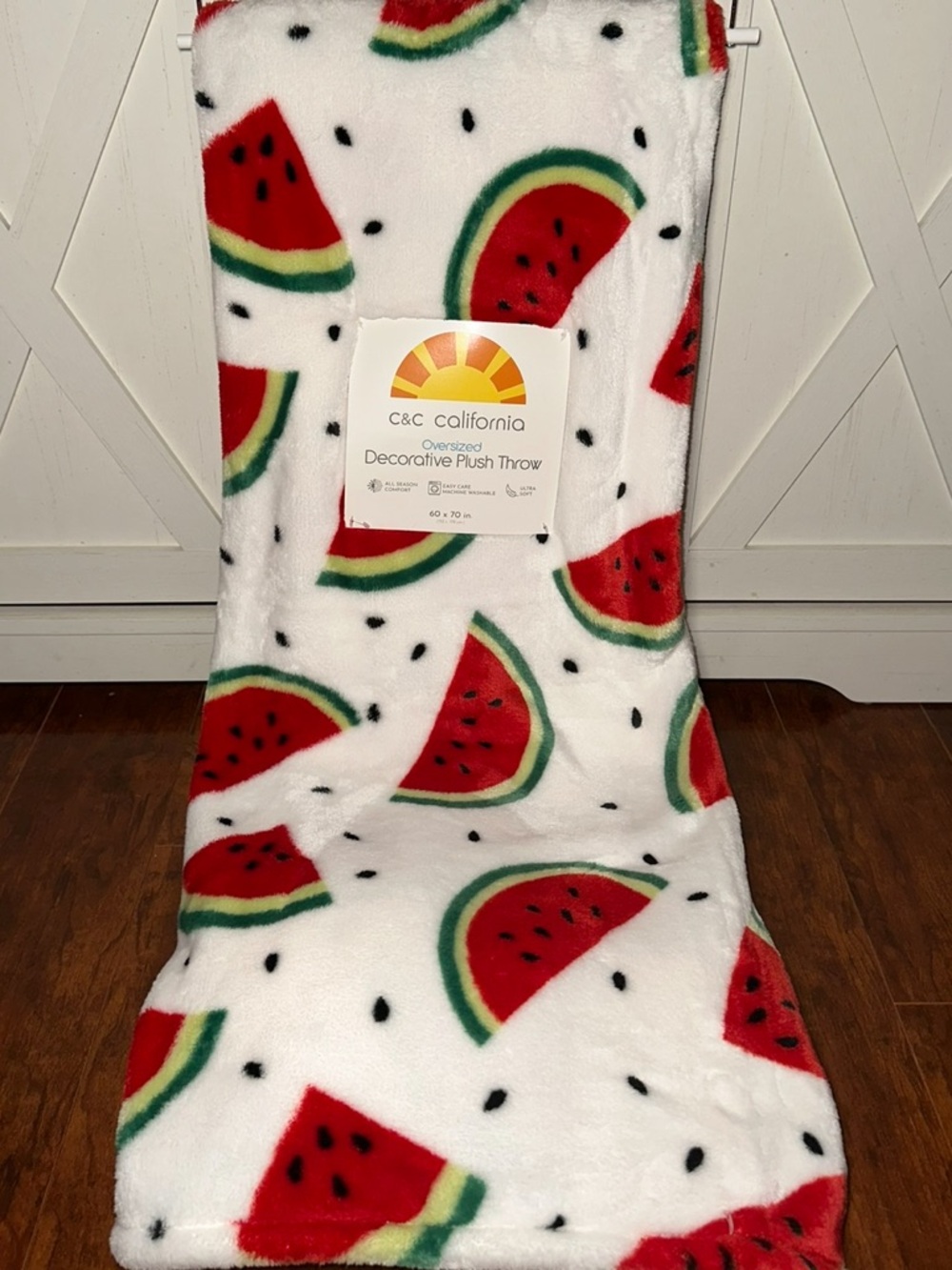C&C California Watermelon Print Plush Throw Blanket